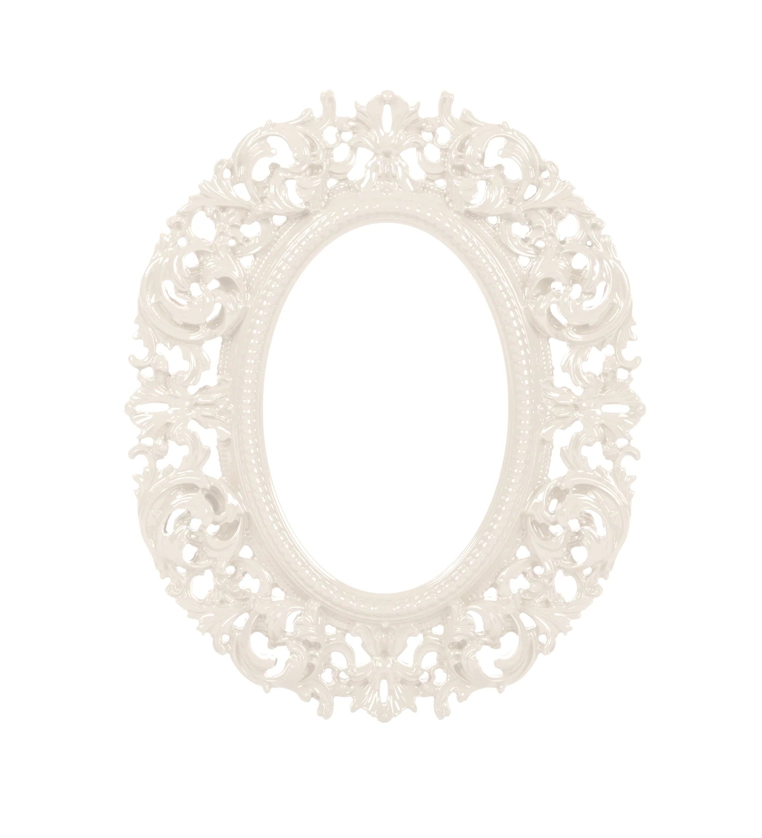 White Baroque Oval Photo Frame - SEQUENCES-