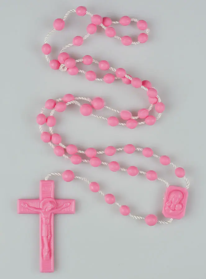 Pink Plastic and Nylon Rosary