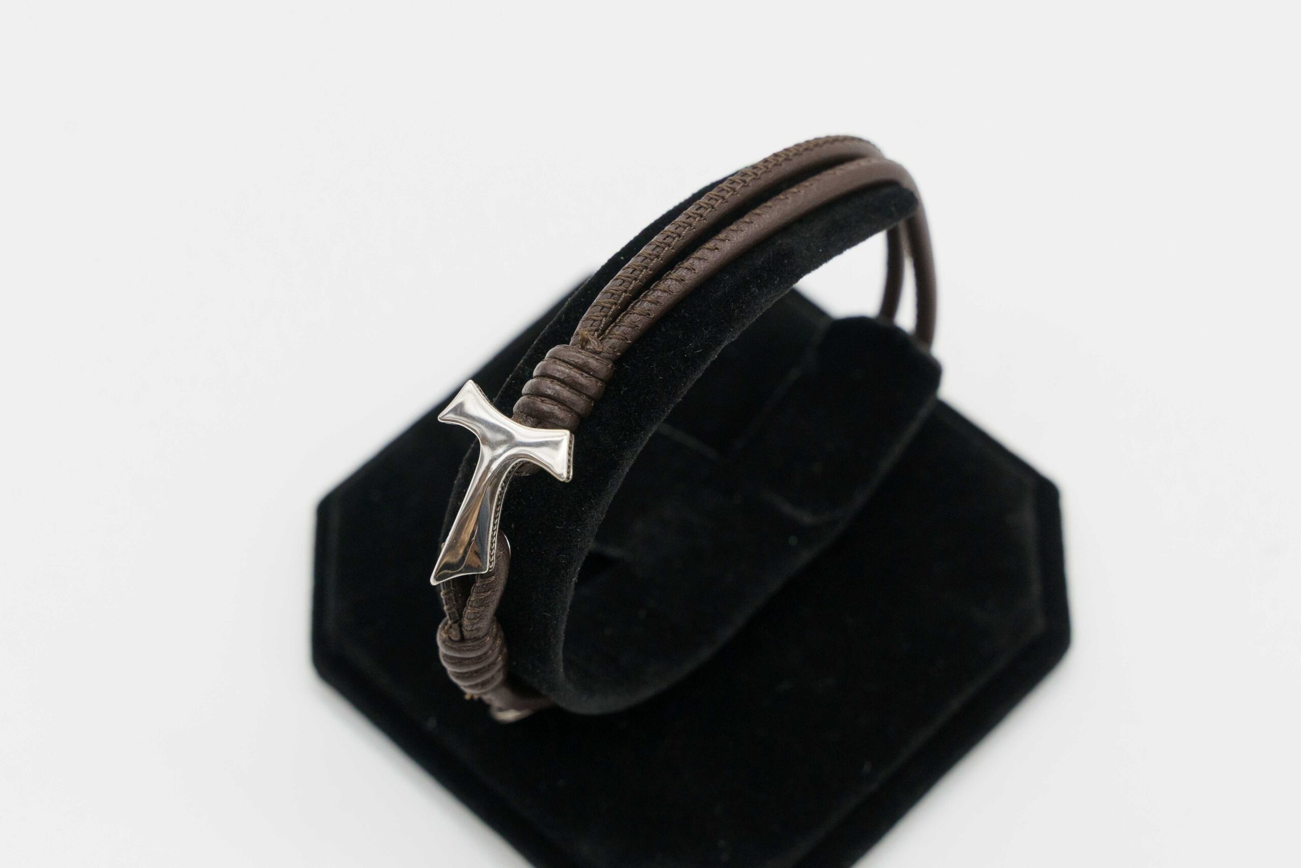 Bracciale Tau Argento e Cuoio -DUEAERRE-