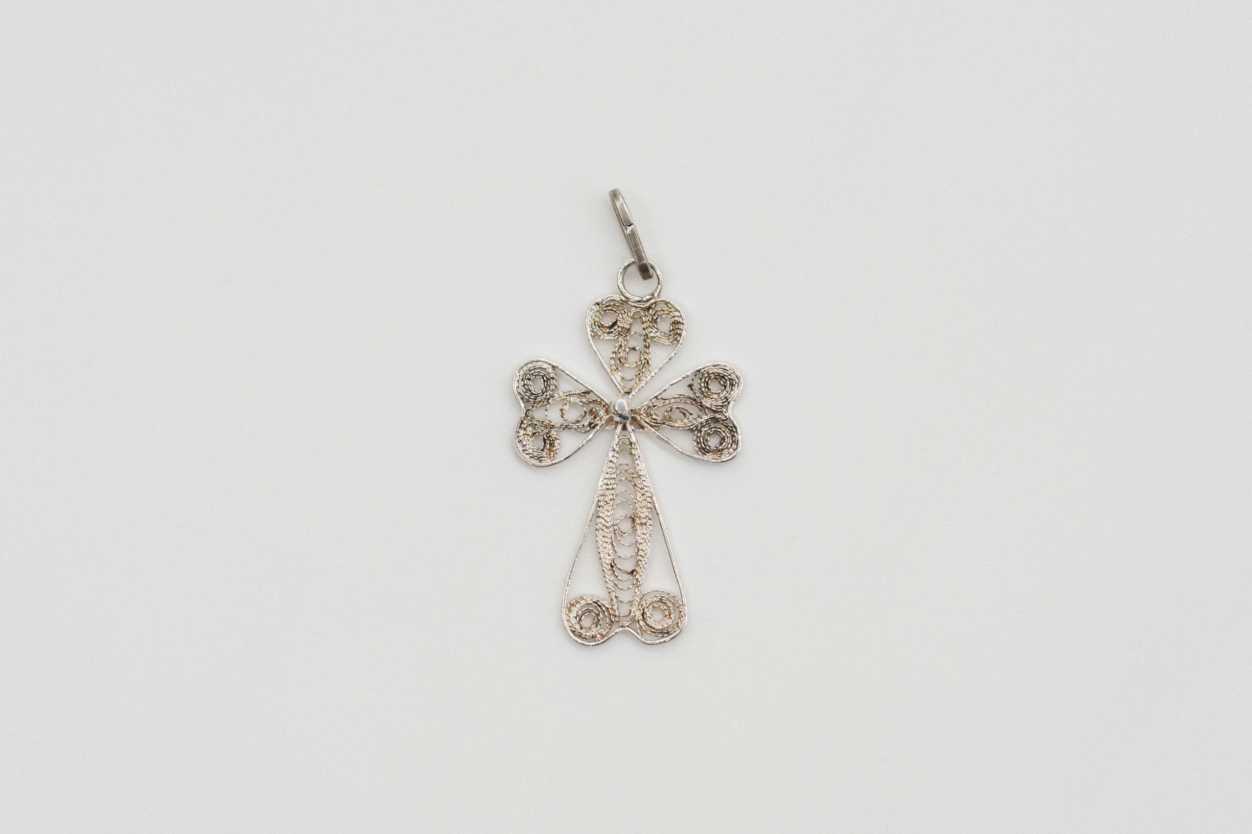 Silver Filigree Flower Cross