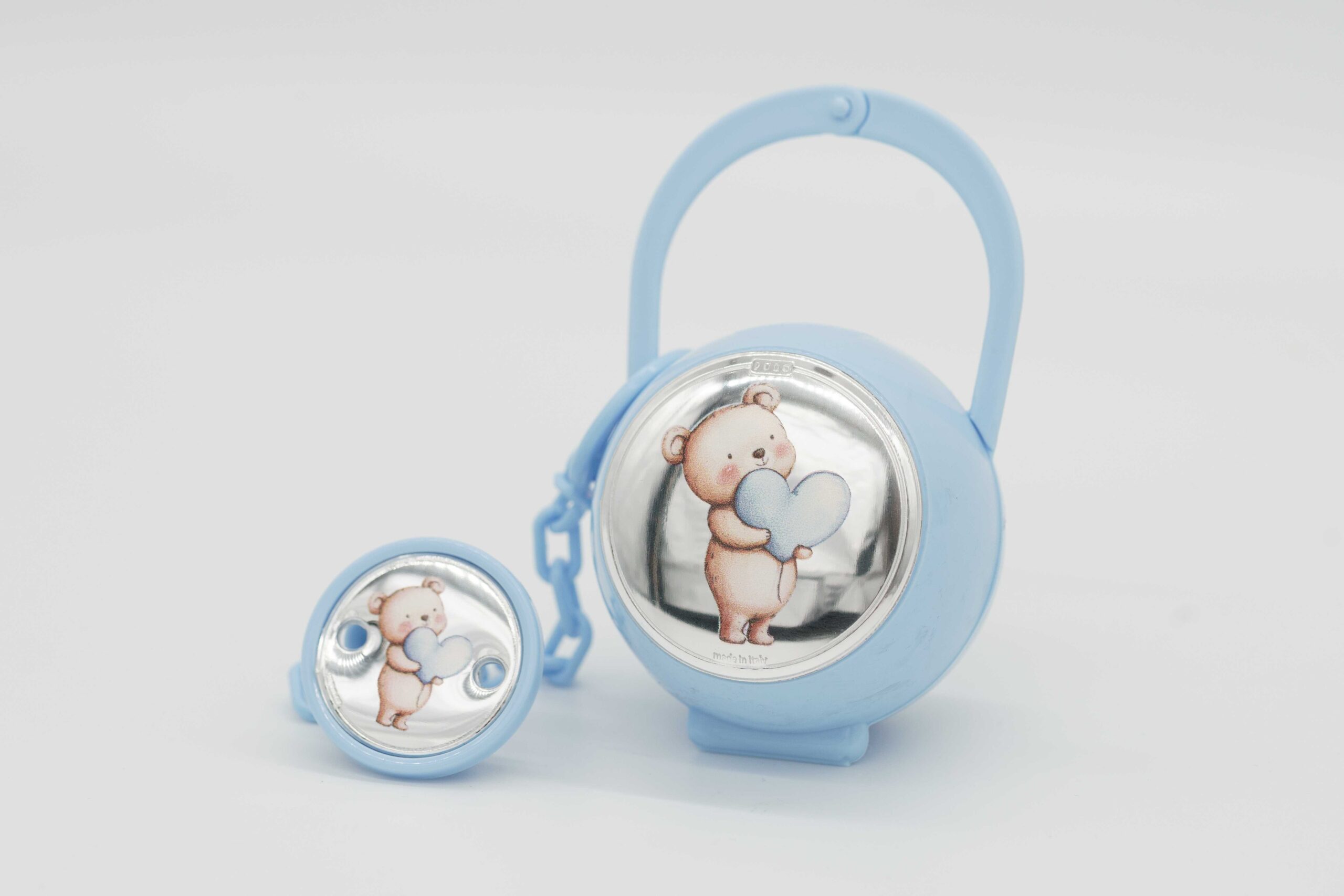 PORTACIUCCIO CON ORSETTO E CUORICINO CELESTE