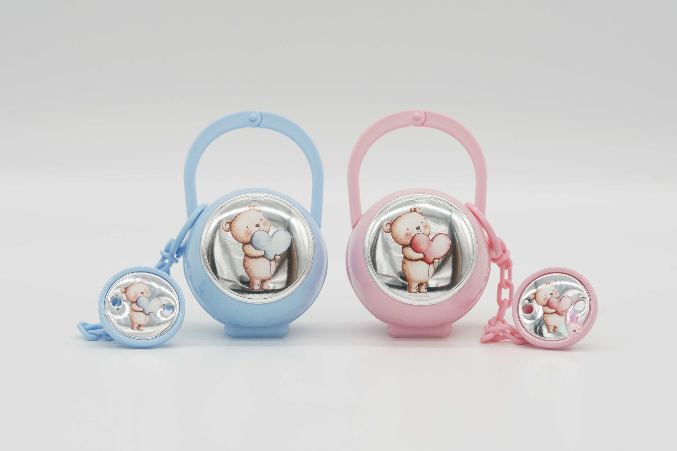 Portaciuccio con Orsetto e Cuoricino – Rosa o Celeste