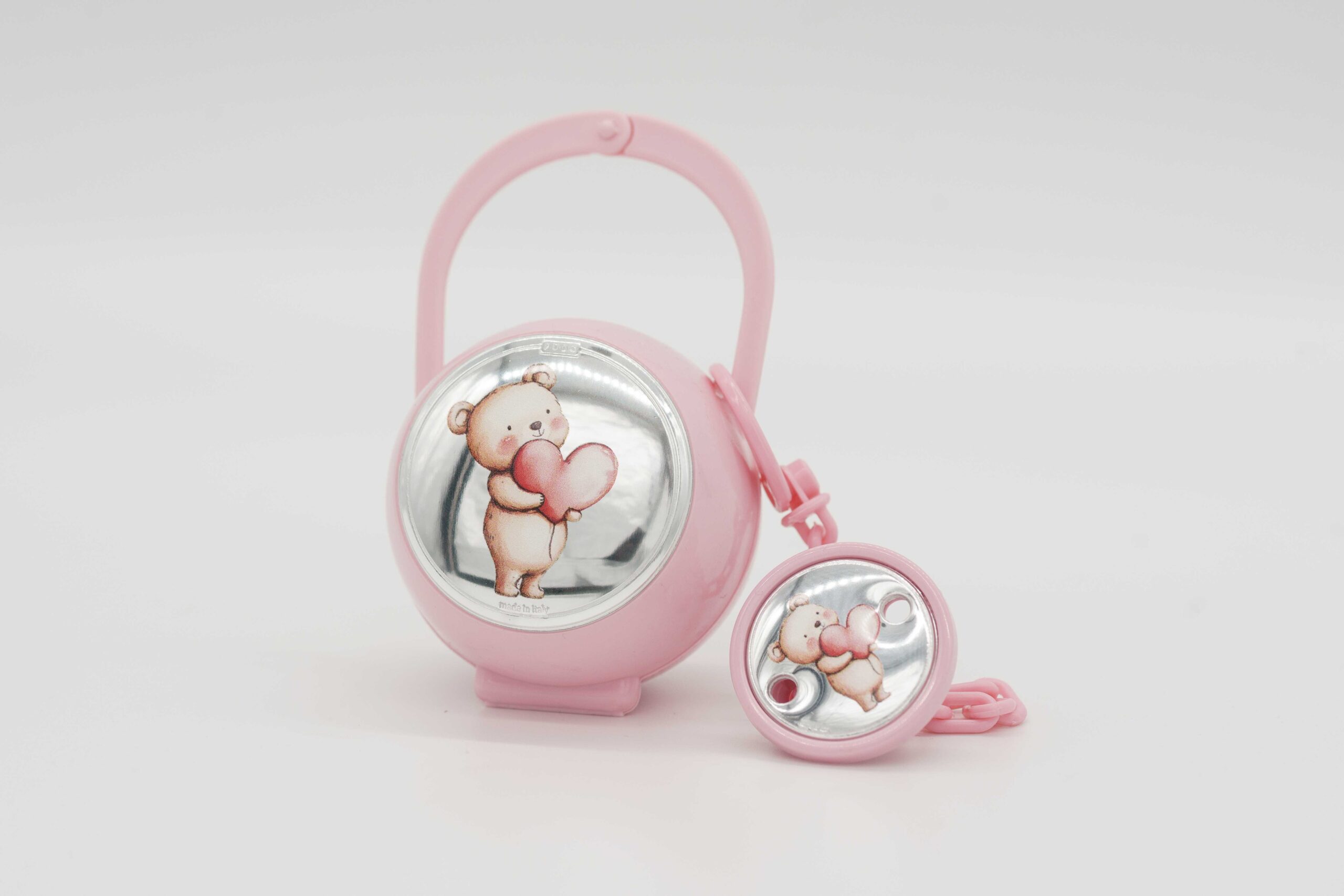 PORTACIUCCIO CON ORSETTO E CUORICINO ROSA