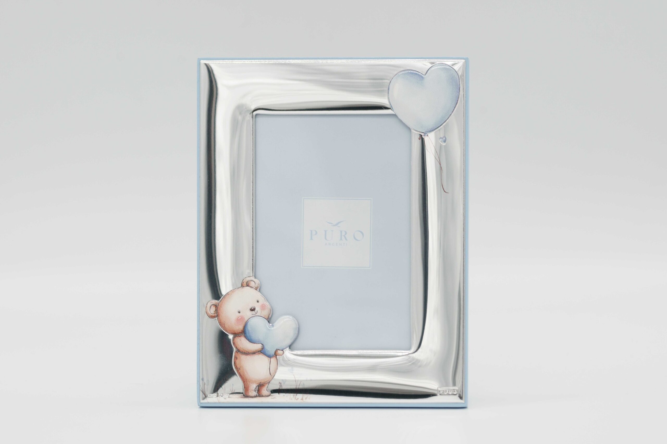 SMALL LIGHT BLUE TEDDY BEAR PHOTO FRAME