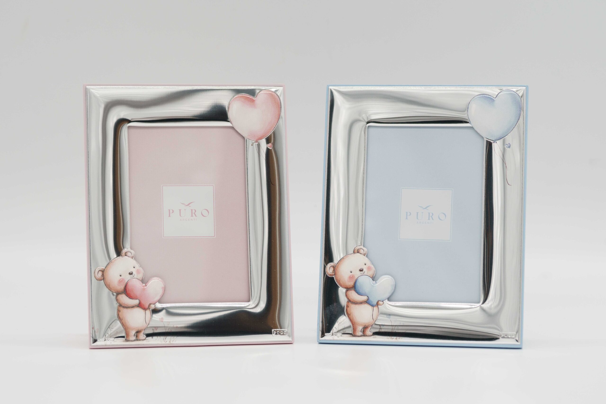 Small Pink or Light Blue Photo Frame with Teddy Bears