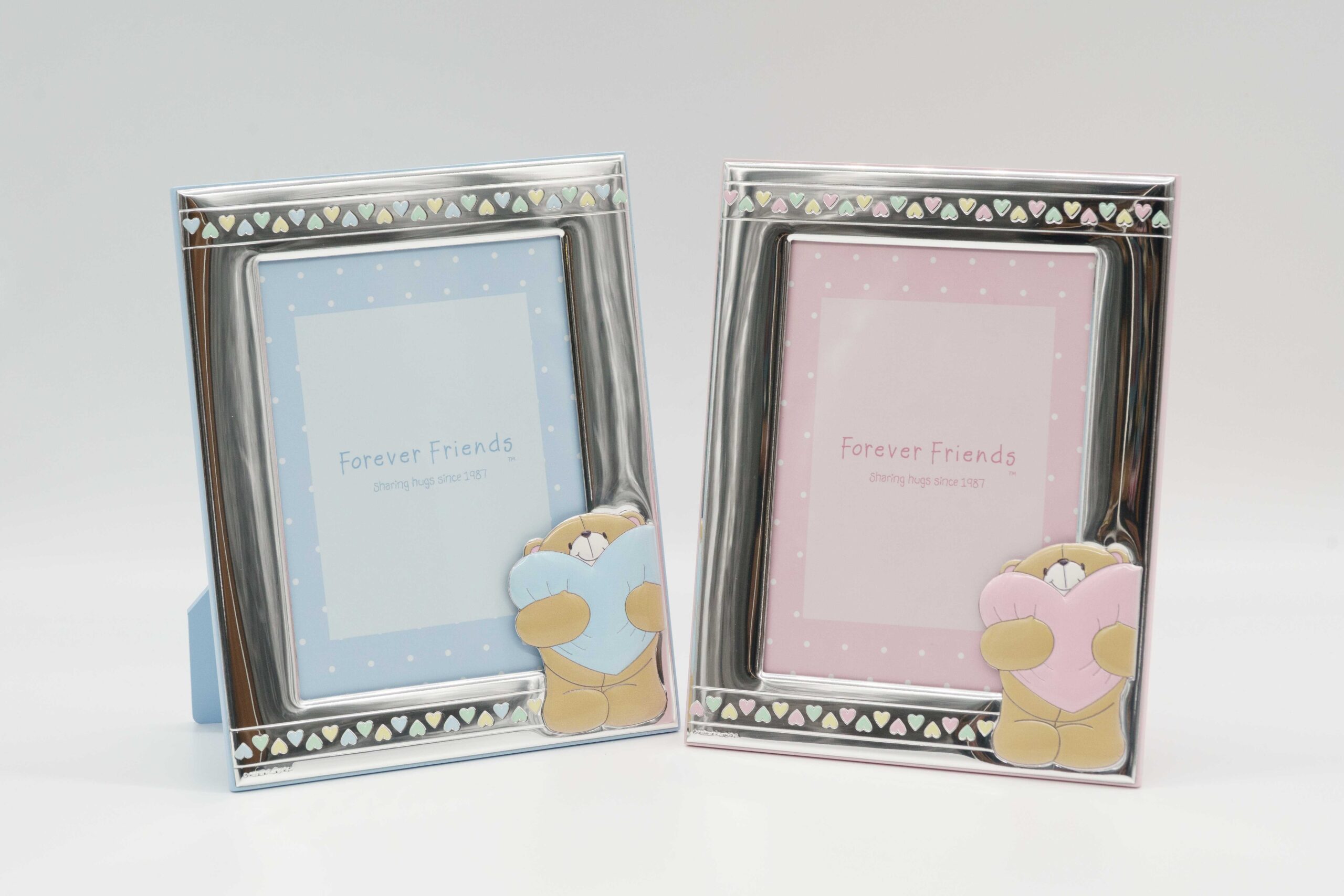 Large Pink or Light Blue Photo Frame with Teddy Bears