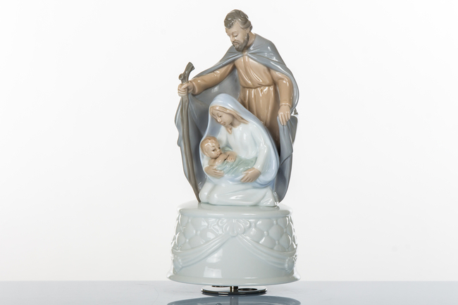 Statua Sacra Famiglia con Carillon in Porcellana