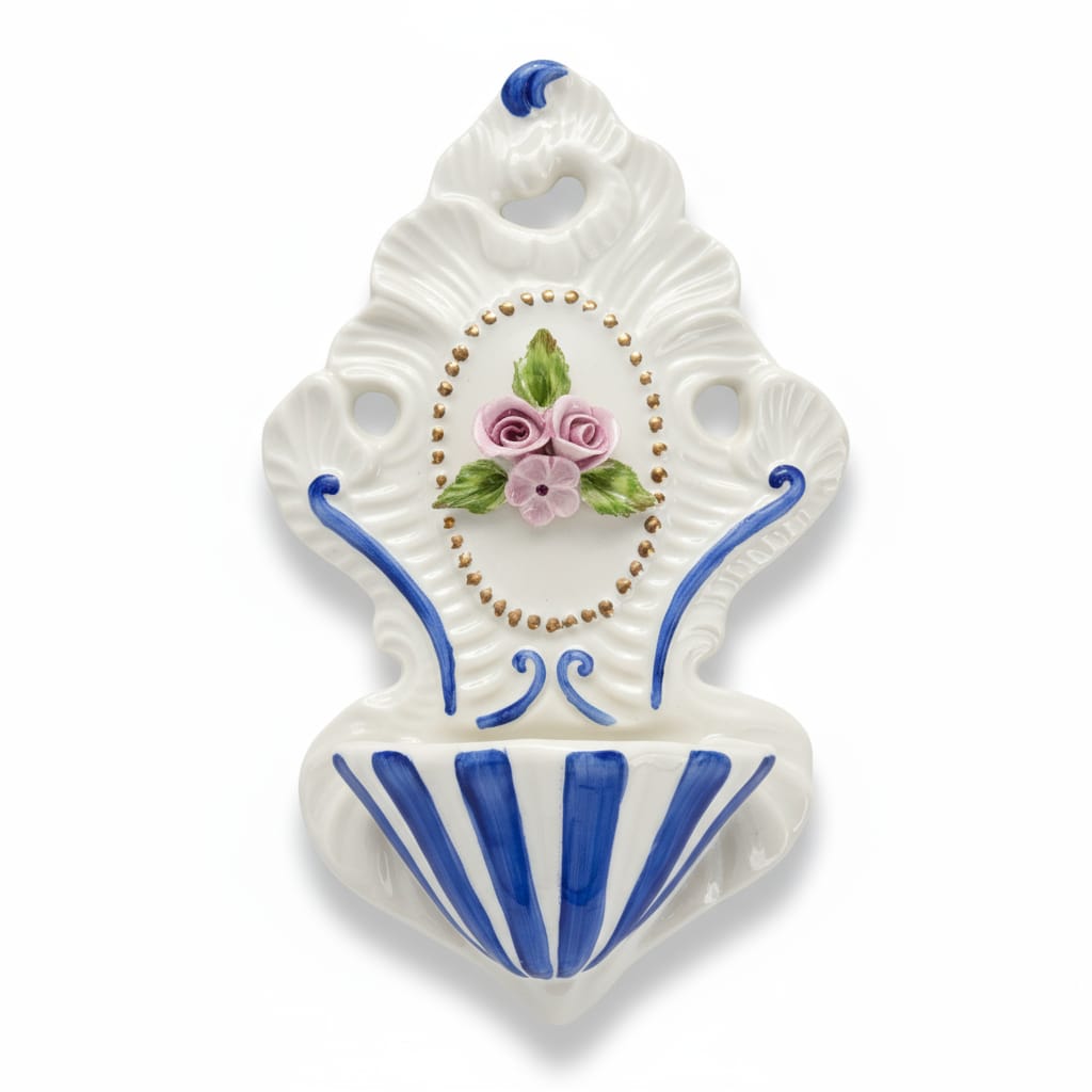 Acquasantiera in Porcellana Capodimonte "Rose"