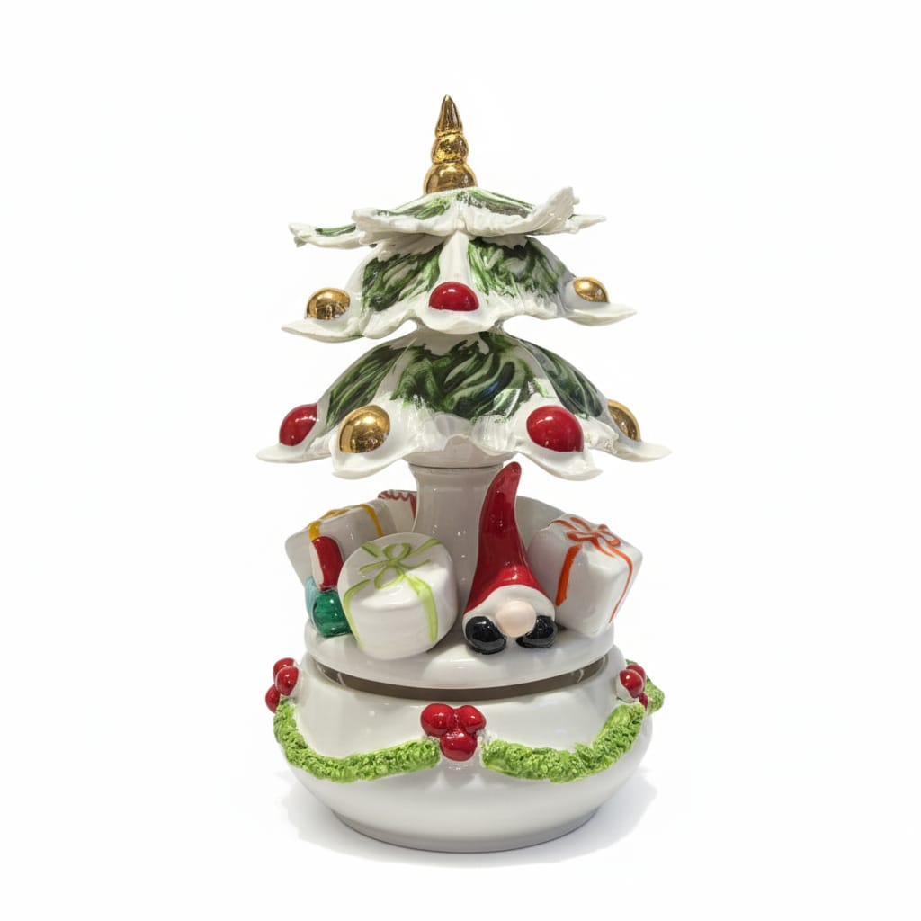 Carillon ad Albero di Natale in Porcellana Capodimonte 20cm