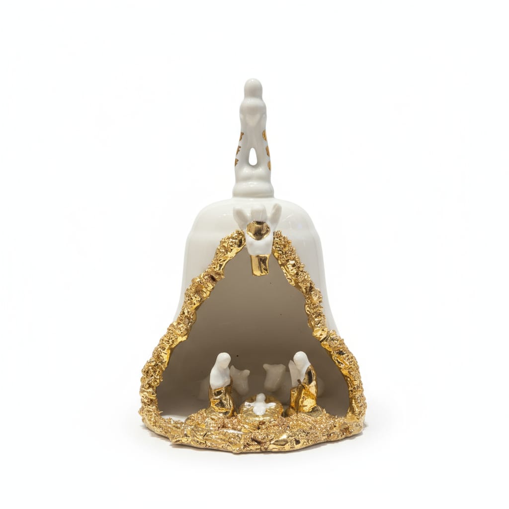 Presepe a Campana in Porcellana Capodimonte Oro 15 cm