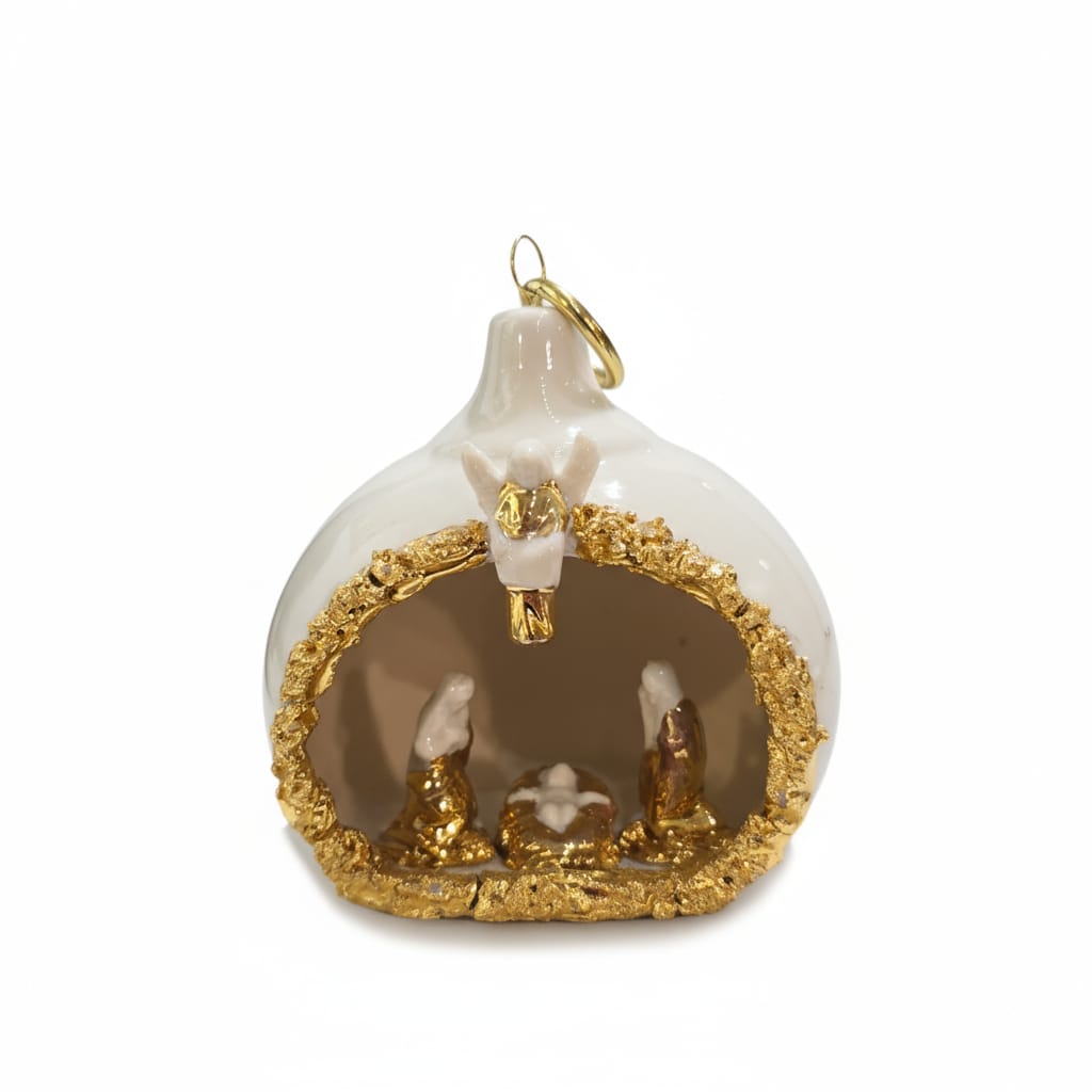 Presepe a Goccia in Porcellana Capodimonte Dorato 10cm