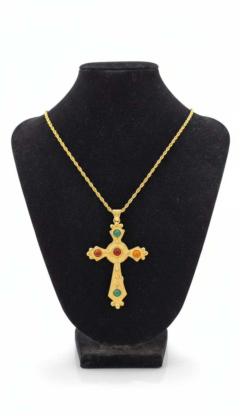 Collana Crocifisso Bizantino Argento Dorato