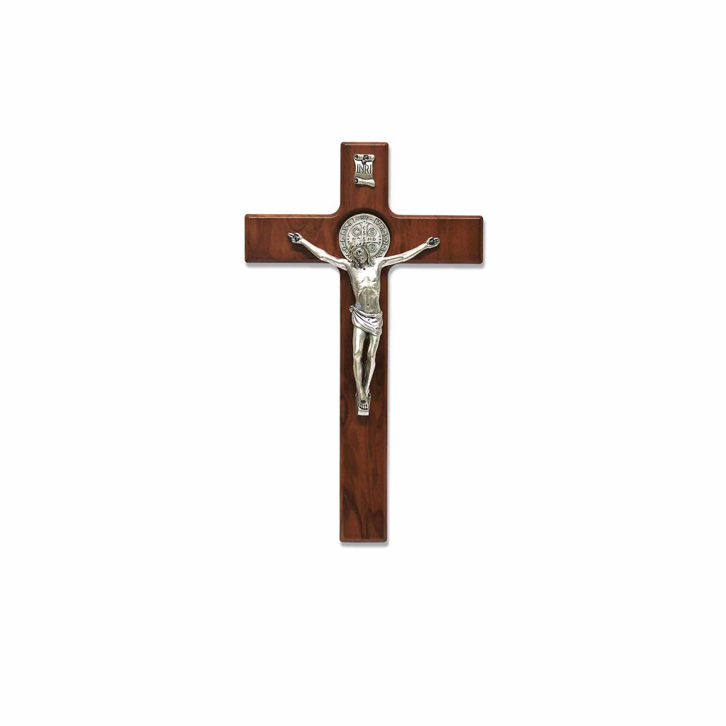 St. Benedict Crucifix in Stained Olive Wood 25 cm