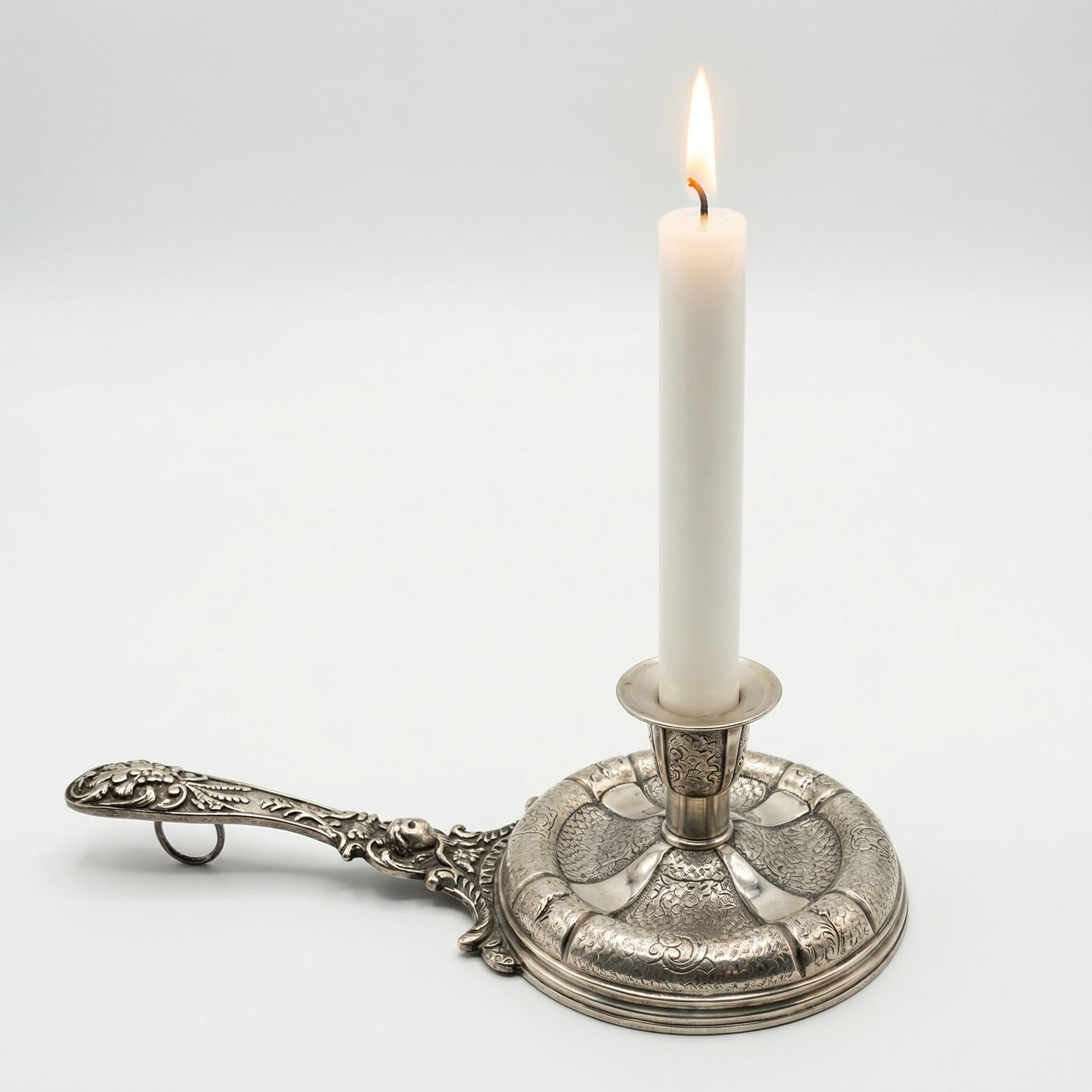 Chiseled Metal Candle Holder Lie