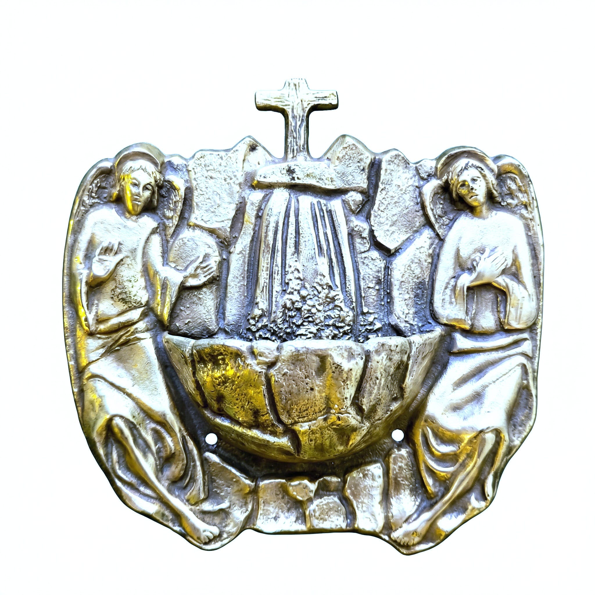 Bronze cast holy water stoup