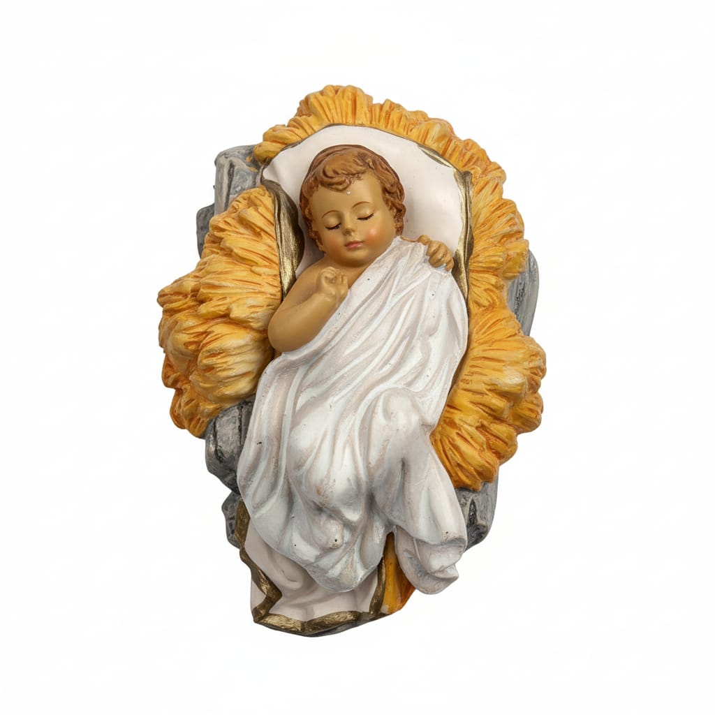 Resin baby doll with cradle 6 cm